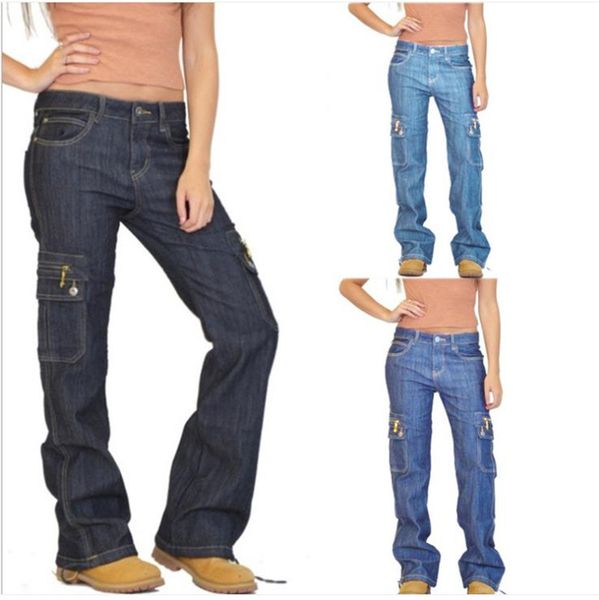 loose solid color designer womens cargo jeans zip pockets straight trousers autumn plus size female clothing, Blue
loose solid color designer womens cargo jeans zip pockets straight trousers autumn plus size female clothing, Blue