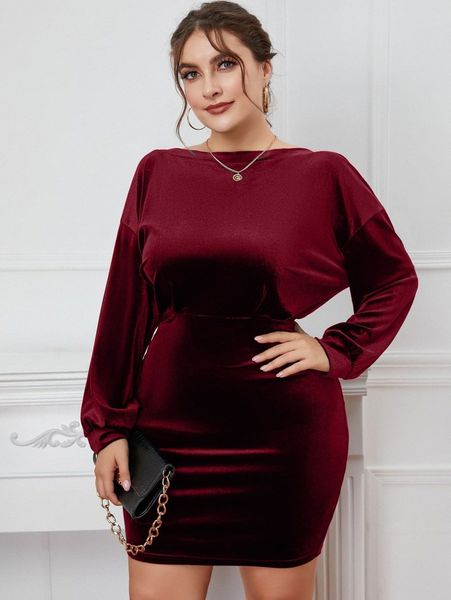 plus drop shoulder velvet dress e38e#, Black
plus drop shoulder velvet dress e38e#, Black