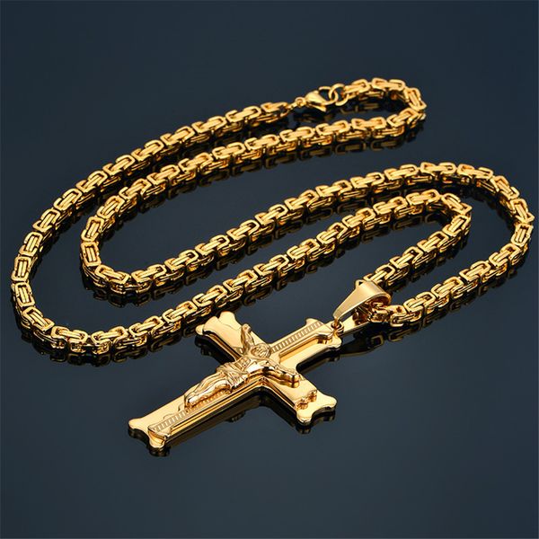 fashion byzantine chain,christ cross stainless steel long for men gold color statement necklace jewelry collares largos q1113, Silver
fashion byzantine chain,christ cross stainless steel long for men gold color statement necklace jewelry collares largos q1113, Silver
