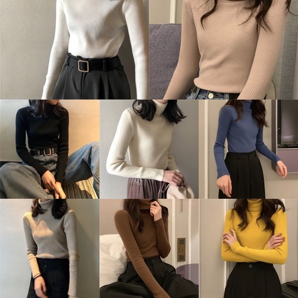 ug9qq autumn 2020 style korean new slim-fit high collar long women base shirt thin european fashion for sweatersweater sweater sleeve, White;black
ug9qq autumn 2020 style korean new slim-fit high collar long women base shirt thin european fashion for sweatersweater sweater sleeve, White;black