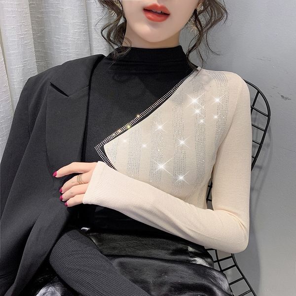 spring 2020 new ins super t-shirt color matching long sleeve half high neck drill t-shirt for women's fashionable slim fitting and b, White
spring 2020 new ins super t-shirt color matching long sleeve half high neck drill t-shirt for women's fashionable slim fitting and b, White
