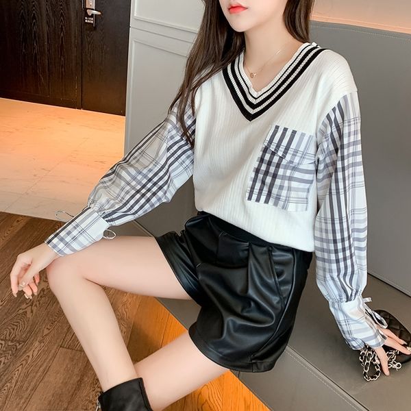 bqa3z топ женская осень plaid top новый свитер футболку корейский свитер свободный v-образный вырез 2020 сшивание поддельные два кусок футбо, White;black
bqa3z топ женская осень plaid top новый свитер футболку корейский свитер свободный v-образный вырез 2020 сшивание поддельные два кусок футбо, White;black