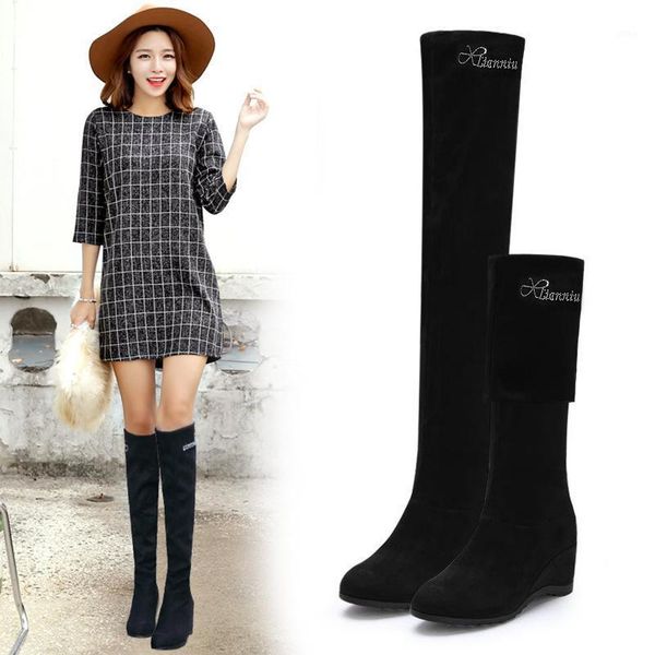 boots autumn/winter 2021 slope-heeled plus-velvet korean version over-knee women's single thin platform1, Black
boots autumn/winter 2021 slope-heeled plus-velvet korean version over-knee women's single thin platform1, Black