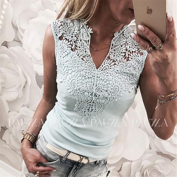fashion women lace tank sleeveless v neck summer vest bandage debardeur femme ladies casual tunique femme, White
fashion women lace tank sleeveless v neck summer vest bandage debardeur femme ladies casual tunique femme, White