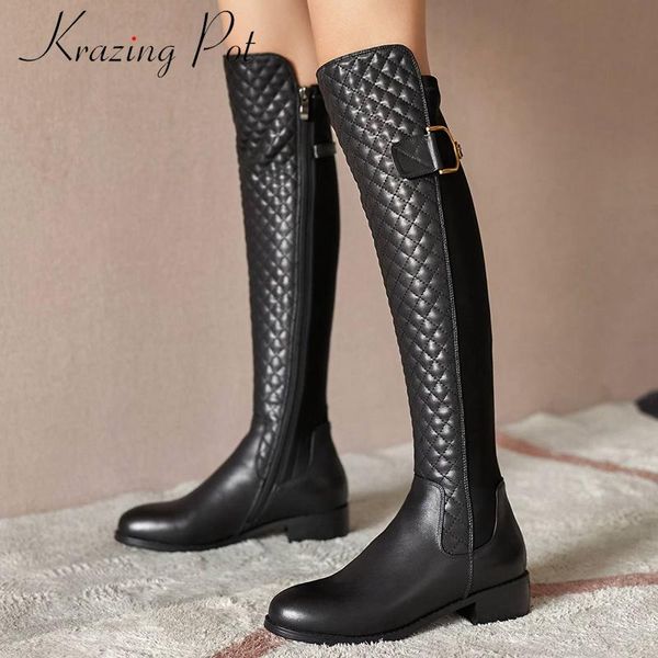 krazing pot leisure riding boots real cow leather gingham metal decorations round toe big size fashion over-the-knee boots l2f5, Black
krazing pot leisure riding boots real cow leather gingham metal decorations round toe big size fashion over-the-knee boots l2f5, Black