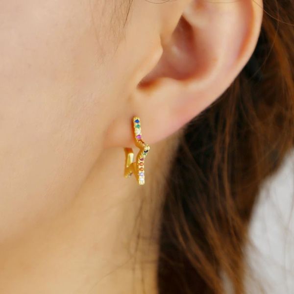 gold color colorful rainbow cz paved hollow star shaped stud earring 925 sterling silver women geometric fashion classic jewelry, Golden;silver
gold color colorful rainbow cz paved hollow star shaped stud earring 925 sterling silver women geometric fashion classic jewelry, Golden;silver