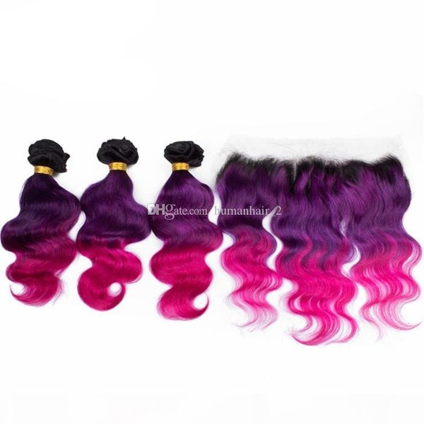 1b purple pink brazilian virgin human hair wefts with lace frontal closure three tone pink body wave ombre hair with lace frontal closure, Black;brown
1b purple pink brazilian virgin human hair wefts with lace frontal closure three tone pink body wave ombre hair with lace frontal closure, Black;brown