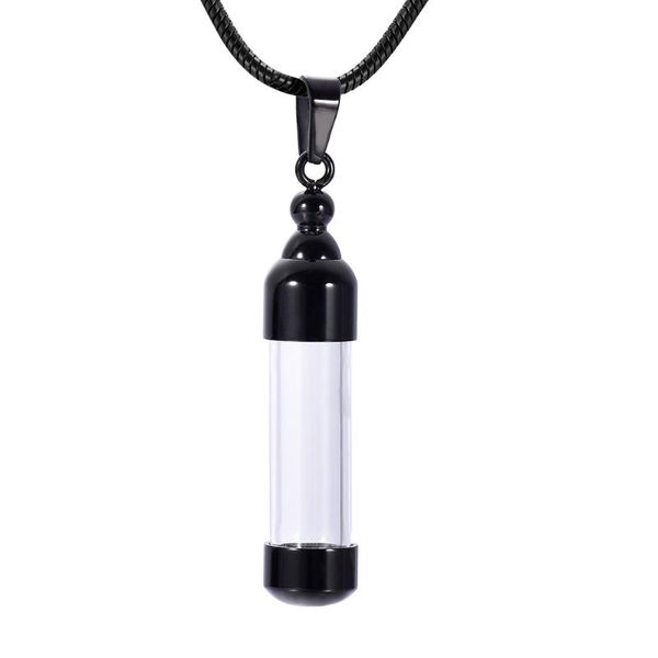 klh9887 black cylinder keepsake cremation ash urn glass perfume bottle cylinder pendant necklace that hold ashes, Silver
klh9887 black cylinder keepsake cremation ash urn glass perfume bottle cylinder pendant necklace that hold ashes, Silver