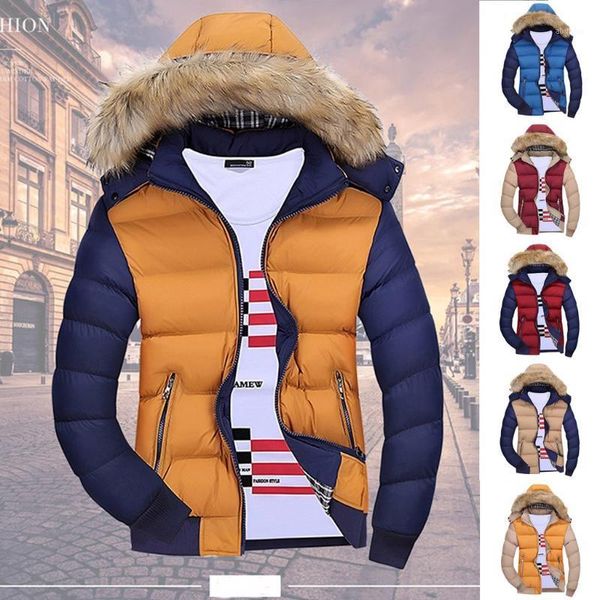 men's down & parkas mens winter jacket coat patchwork turn-down collar zipped warm parka cotton padded tracksuit casual long sleeve out, Black
men's down & parkas mens winter jacket coat patchwork turn-down collar zipped warm parka cotton padded tracksuit casual long sleeve out, Black