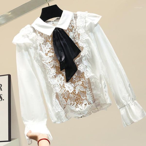 bow long-sleeve chiffon panel lace blouse women's white shirt girls students sweet ruffles blouse womens and blouses 1
bow long-sleeve chiffon panel lace blouse women's white shirt girls students sweet ruffles blouse womens and blouses 1
