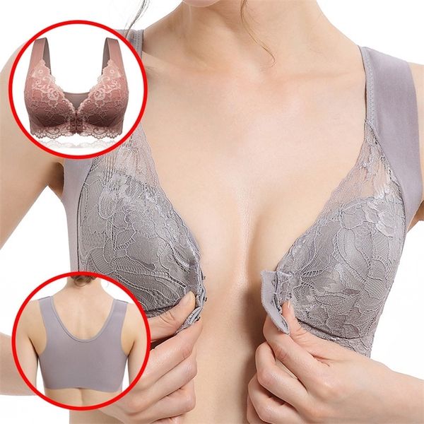 women push up front closure bra buckles modal wide strap seamless gathered lace bra vest bralette breathable gray pink brassiere lj201208, Red;black
women push up front closure bra buckles modal wide strap seamless gathered lace bra vest bralette breathable gray pink brassiere lj201208, Red;black