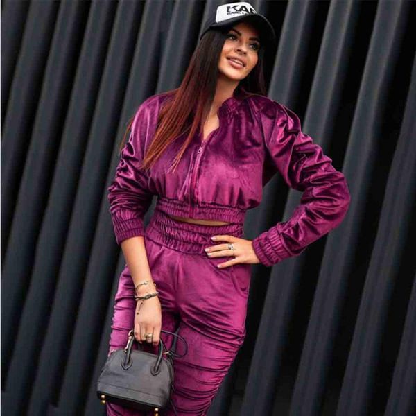 velvet two piece set women long sleeve zipper high waist women's pants trousers winter ruched casual streetwear, Gray
velvet two piece set women long sleeve zipper high waist women's pants trousers winter ruched casual streetwear, Gray