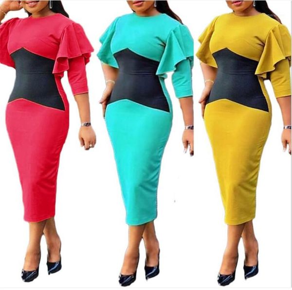 work dress casual contrast color bodycon dress summer autumn female clothing slim ol style ruffle sleeve womens, Black;gray
work dress casual contrast color bodycon dress summer autumn female clothing slim ol style ruffle sleeve womens, Black;gray