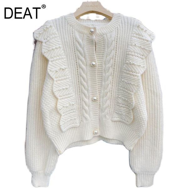 deat 2021 new autumn fashion kniited sweater women pearls lapel collar full sleeve thick elegant vintage style loose ht183, White
deat 2021 new autumn fashion kniited sweater women pearls lapel collar full sleeve thick elegant vintage style loose ht183, White