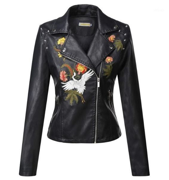 short faux leather jacket coat women floral print embroidery pu motorcycle black jacket turn-down streetwear punk outerwear py181
short faux leather jacket coat women floral print embroidery pu motorcycle black jacket turn-down streetwear punk outerwear py181