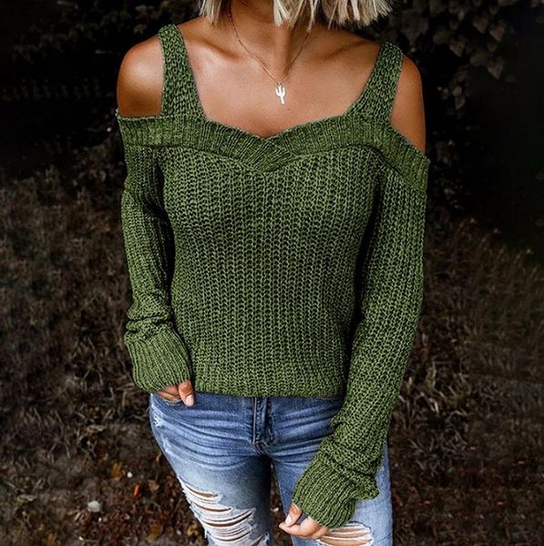 women casual sweaters 2020 autumn new sling strapless sweater solid color long-sleeved clothing womens pullover, White;black
women casual sweaters 2020 autumn new sling strapless sweater solid color long-sleeved clothing womens pullover, White;black