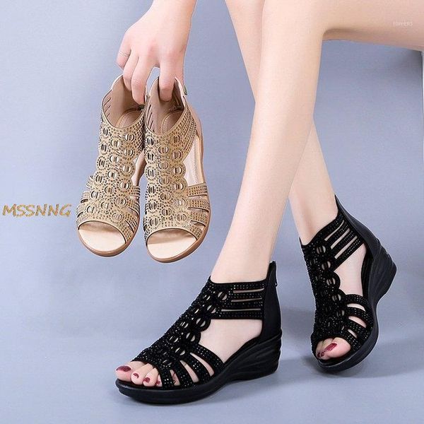 2020 summer new women's wedges sandals fashion crystal peep toe hollow out ladies shoes outdoor zipper women's sandals1, Black
2020 summer new women's wedges sandals fashion crystal peep toe hollow out ladies shoes outdoor zipper women's sandals1, Black