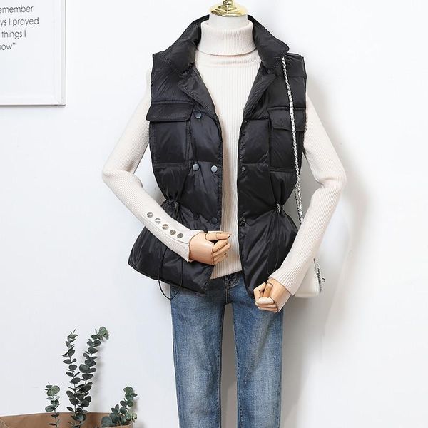 women's down & parkas short vest white duck waistband showing thin jacket warm coat women, Black
women's down & parkas short vest white duck waistband showing thin jacket warm coat women, Black