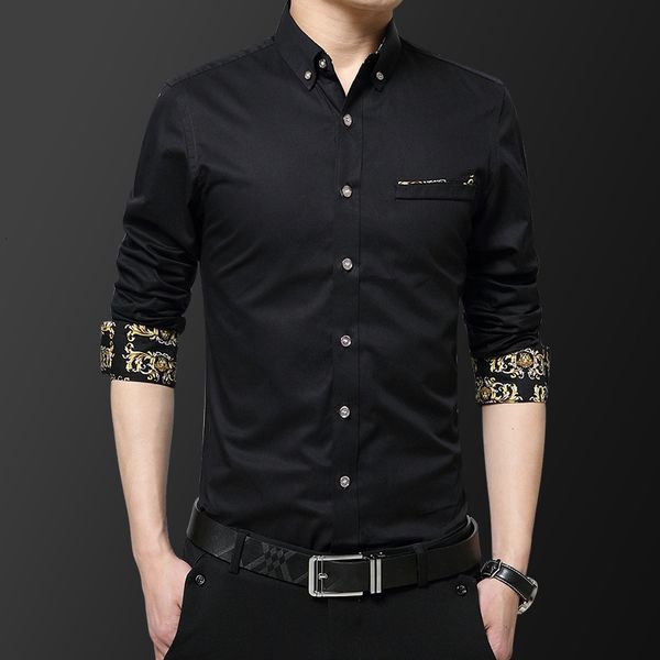 men's korean long sleeve shirt in spring and autumn, White;black
men's korean long sleeve shirt in spring and autumn, White;black