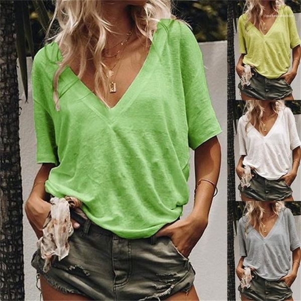 factoryr7j4loose women color tees summer ladies casual tshirt v neck short sleeve solid, White
factoryr7j4loose women color tees summer ladies casual tshirt v neck short sleeve solid, White