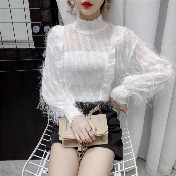 women autumn shirt long sleeve turtleneck splice ruffles tassel female fashion sweet style slim plus size pullover blouse, White
women autumn shirt long sleeve turtleneck splice ruffles tassel female fashion sweet style slim plus size pullover blouse, White