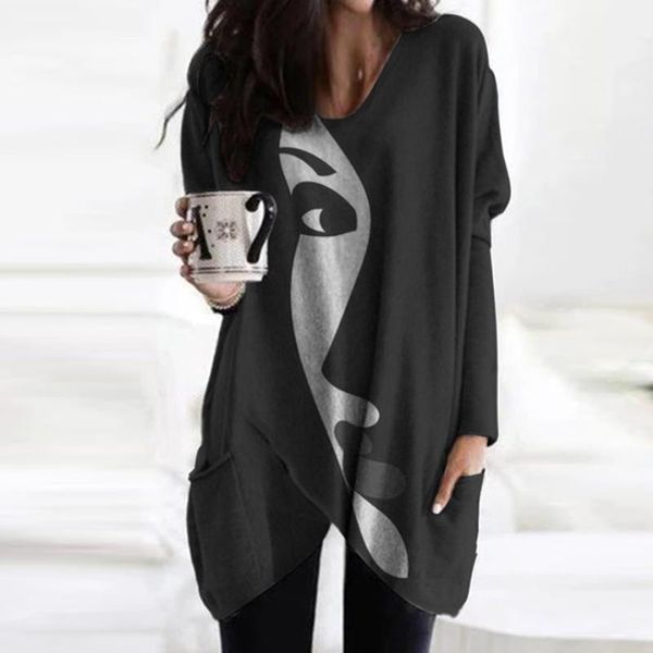 women's blouses & shirts vintage abstract printed shirt women long sleeve blouse elegant v neck loose pockets irregular oversized, White
women's blouses & shirts vintage abstract printed shirt women long sleeve blouse elegant v neck loose pockets irregular oversized, White