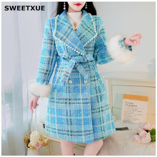 sweetxue sequined tweed ladies coat jacket women's beaded double-breasted cuffs faux fur fashion elegance outerwear, Black
sweetxue sequined tweed ladies coat jacket women's beaded double-breasted cuffs faux fur fashion elegance outerwear, Black