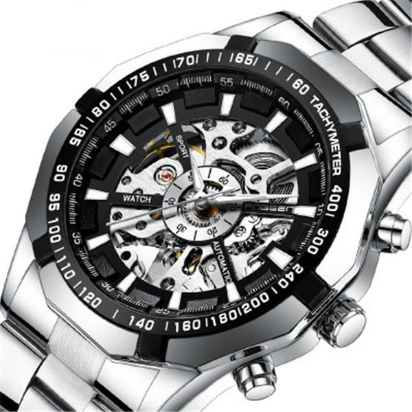men's watches, atmospheric fashion steel band automatic hollow watches, mechanical watches, Slivery;brown
men's watches, atmospheric fashion steel band automatic hollow watches, mechanical watches, Slivery;brown