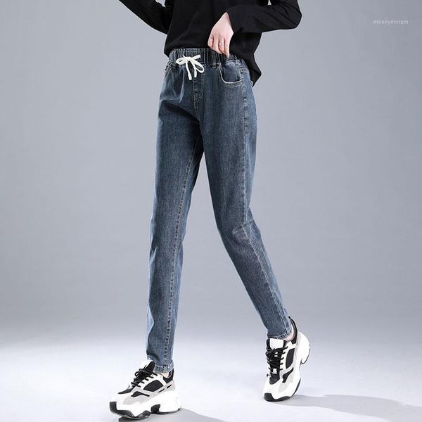 women's jeans autumn stretch high waist women's trousers elastic lace up loose casual harem pants mujer full length denim plussize, Blue
women's jeans autumn stretch high waist women's trousers elastic lace up loose casual harem pants mujer full length denim plussize, Blue