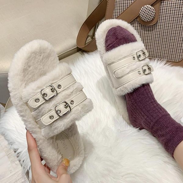 slippers women plush home 2021 brand fashion faux fur warm flat shoes slip on buckle charm open toes winter furry ladies slides, Black
slippers women plush home 2021 brand fashion faux fur warm flat shoes slip on buckle charm open toes winter furry ladies slides, Black