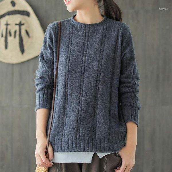 johnature casual pullovers full sleeve o-neck solid color sweater 2020 new autumn/winter clothes loose knitting women sweaters1, White;black
johnature casual pullovers full sleeve o-neck solid color sweater 2020 new autumn/winter clothes loose knitting women sweaters1, White;black