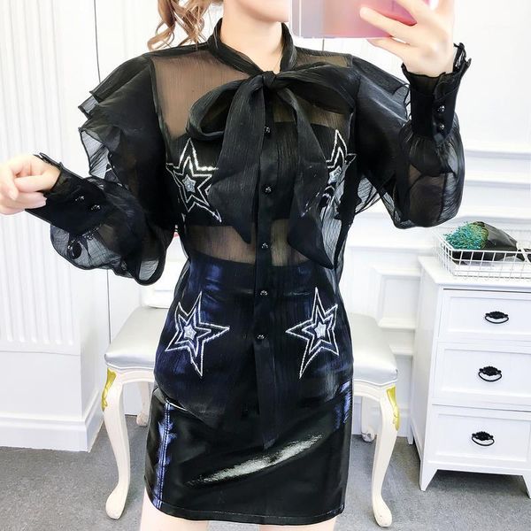 fall sequined stars casual blouses ruffled sleeve transparent shirt women butterfly knot sparkling loose blouses1, White
fall sequined stars casual blouses ruffled sleeve transparent shirt women butterfly knot sparkling loose blouses1, White