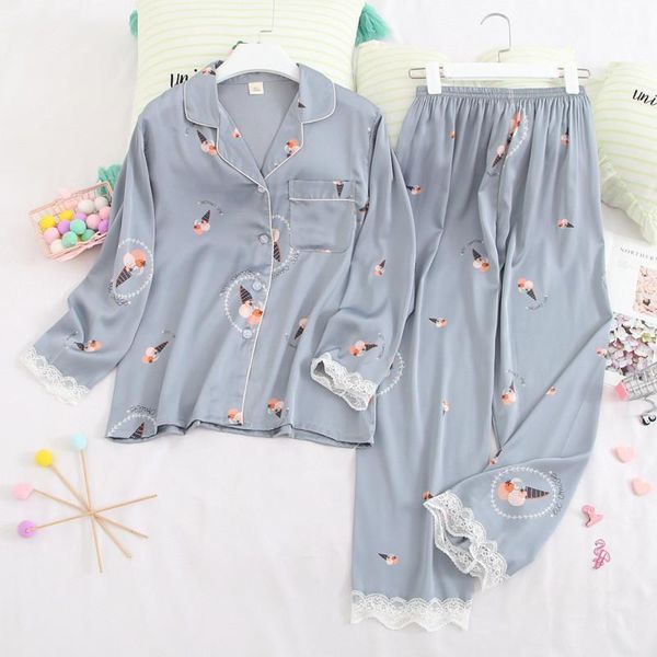 pajama suit women spring cute printed ice silk lace women's casual cardigan pajamas sweet long-sleeved suit home clothes1, Black;red
pajama suit women spring cute printed ice silk lace women's casual cardigan pajamas sweet long-sleeved suit home clothes1, Black;red