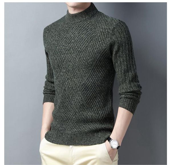 100% pure wool men's cardigan half high round collar middle-aged thick sweater men's winter sweater, White;black
100% pure wool men's cardigan half high round collar middle-aged thick sweater men's winter sweater, White;black