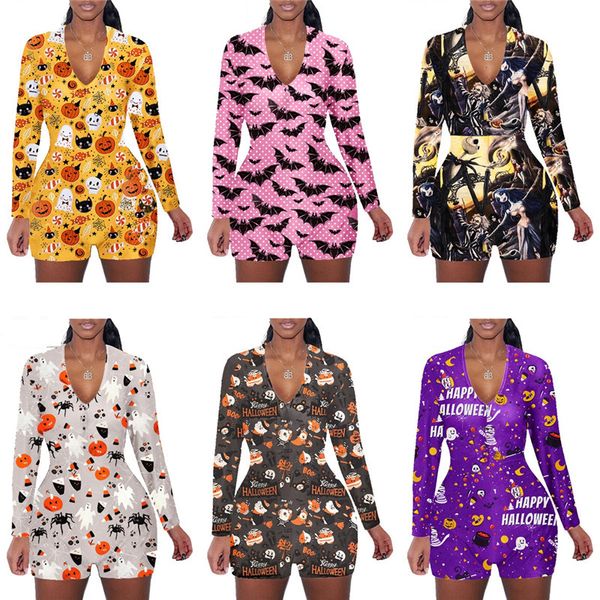 women jumpsuit romper halloween printing long sleeves shorts home jumpsuits cartoon cute bat ghost pumpkin siamese trousers 6 colors d102302, White
women jumpsuit romper halloween printing long sleeves shorts home jumpsuits cartoon cute bat ghost pumpkin siamese trousers 6 colors d102302, White