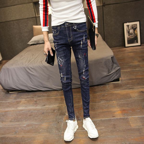 fashionable 2021 teenagers personality hip hop stitched patch jeans men's spring autumn models slim korean stretch denim pants, Blue
fashionable 2021 teenagers personality hip hop stitched patch jeans men's spring autumn models slim korean stretch denim pants, Blue