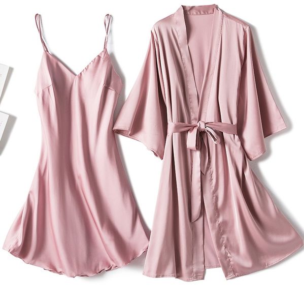 Kimono Bathrobe Gown Female 2PCS Robe Set Satin Sleepwear Casual Nightgown Bridal Wedding Gift Sexy Nightwear Intimate Lingerie, 2pcs pink
Kimono Bathrobe Gown Female 2PCS Robe Set Satin Sleepwear Casual Nightgown Bridal Wedding Gift Sexy Nightwear Intimate Lingerie, 2pcs pink