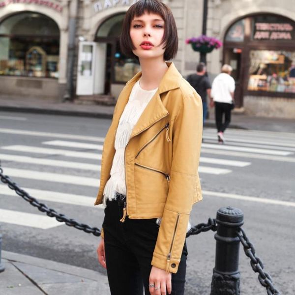 2020 autumn new slim yellow small leather jackets ladies short versatile locomotive european and american pu leather jacket f87, Black
2020 autumn new slim yellow small leather jackets ladies short versatile locomotive european and american pu leather jacket f87, Black