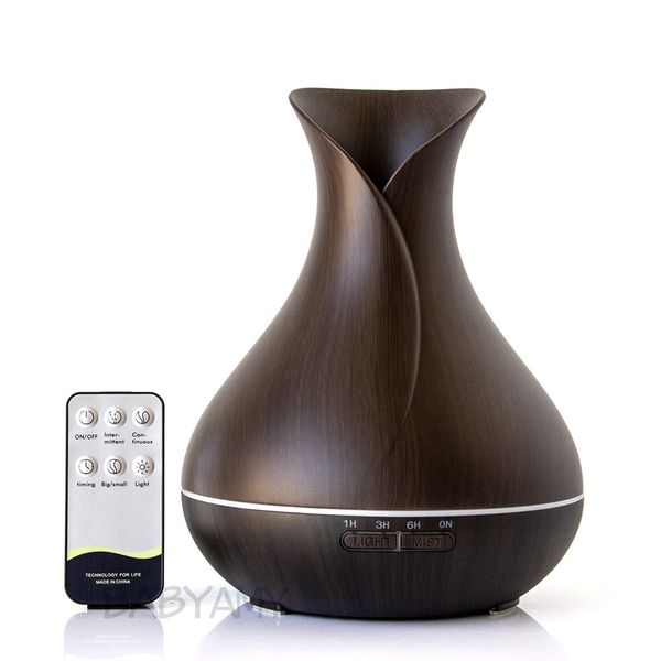 400ml ultrasonic air humidifier silent aroma essential oil diffuser with wood grain 7 color changing led lights bedroom 1012