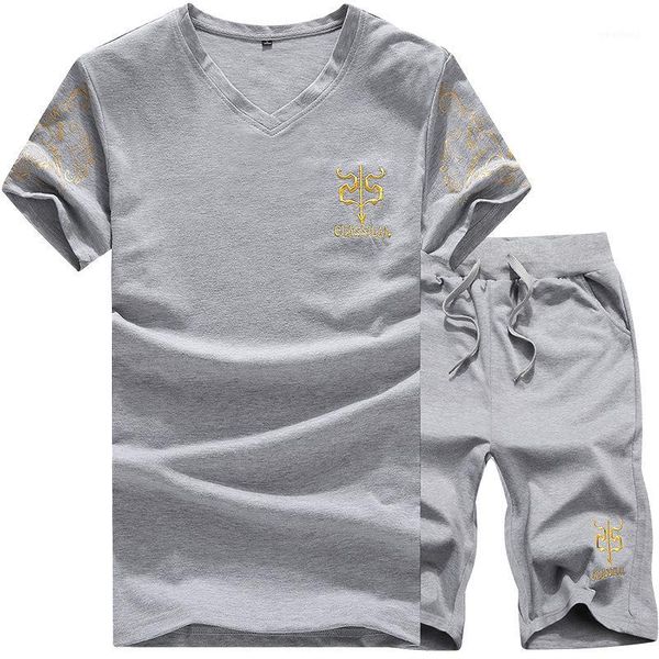 fashion summer casual streetwear 2 pcs set short sleeve printed cotton blends men clothing elastic waist beach shorts tracksuit1, Gray
fashion summer casual streetwear 2 pcs set short sleeve printed cotton blends men clothing elastic waist beach shorts tracksuit1, Gray