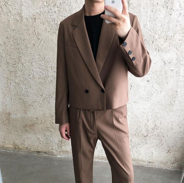 2020 autumn and winter new youth popular men's korean loose solid color double-breasted suit + straight trousers suit, Gray
2020 autumn and winter new youth popular men's korean loose solid color double-breasted suit + straight trousers suit, Gray