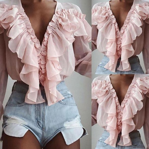 summer women long sleeve ruffle blouse shirt tees frill shirts v neck butterfly blouse office lady chiffon top, White
summer women long sleeve ruffle blouse shirt tees frill shirts v neck butterfly blouse office lady chiffon top, White