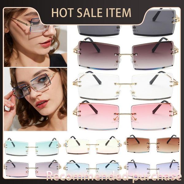 metal rectangular glasses rimless women's riding match beach square sunglasses retro good motorcycle emsha, White;black
metal rectangular glasses rimless women's riding match beach square sunglasses retro good motorcycle emsha, White;black