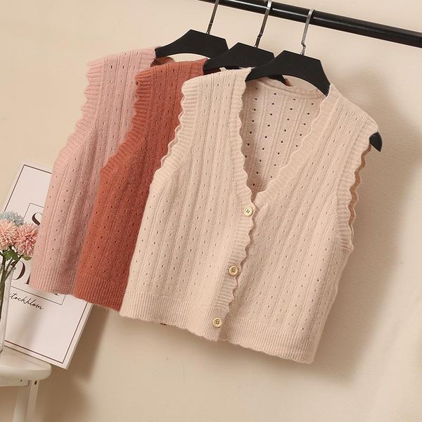 knitted waistcoat women's vest loose short wave edge single breasted hollow sweater small cardigan spring and autumn style age, Black;white
knitted waistcoat women's vest loose short wave edge single breasted hollow sweater small cardigan spring and autumn style age, Black;white