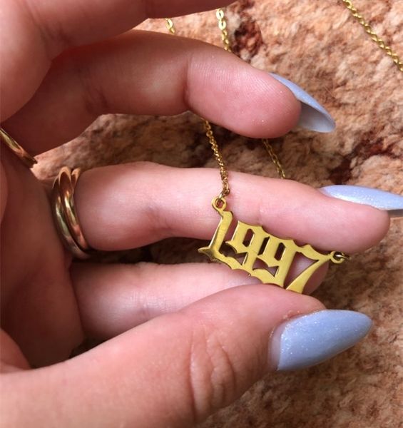 pendant necklaces old english born birth year pendants stainless steel gothic jewelry gold color choker necklace bijoux femme, Silver
pendant necklaces old english born birth year pendants stainless steel gothic jewelry gold color choker necklace bijoux femme, Silver