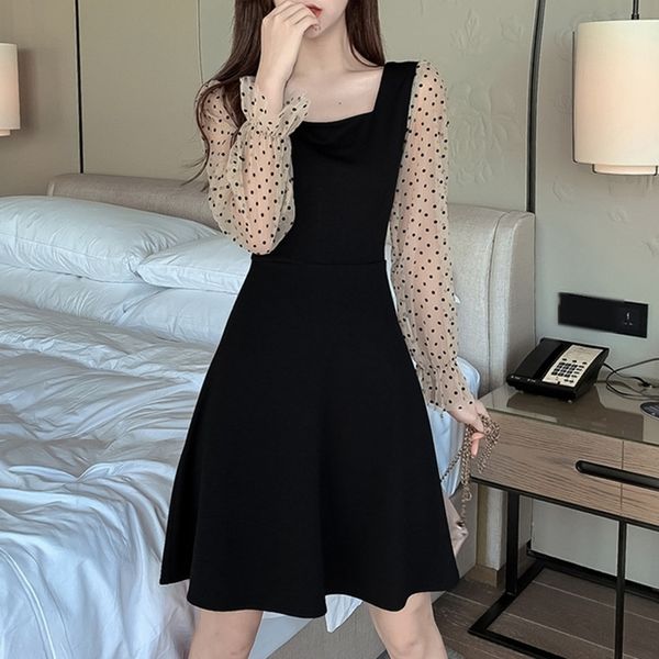 newzx dress autumn new korean wave small mesh splicing square collar back lace up waist black dot 2020 dress 7kt9e, Black;gray
newzx dress autumn new korean wave small mesh splicing square collar back lace up waist black dot 2020 dress 7kt9e, Black;gray
