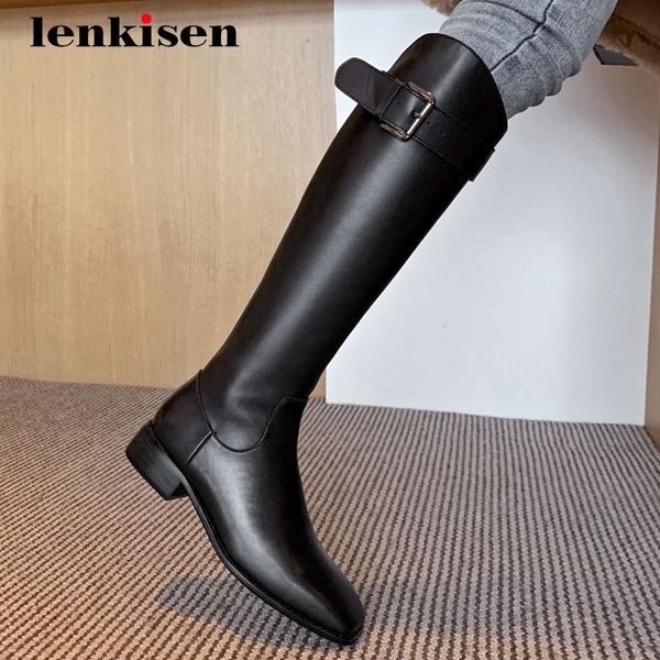 boots lenkisen motorcycle genuine leather buckle decorations square toe thick med heel zipper elegant lady knee high l8f3, Black
boots lenkisen motorcycle genuine leather buckle decorations square toe thick med heel zipper elegant lady knee high l8f3, Black