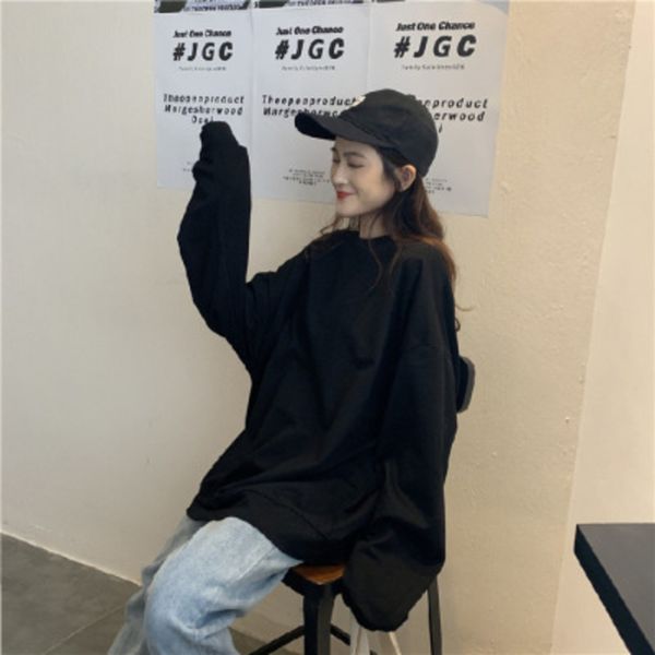 2020 autumn korean new loose cotton long sleeve t-shirt for female students solid coat t-shirt medium length versatile backing 5g7jc, White
2020 autumn korean new loose cotton long sleeve t-shirt for female students solid coat t-shirt medium length versatile backing 5g7jc, White