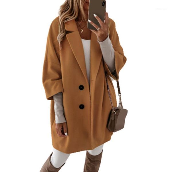 coat winter women single breasted long wool coat ladies three-quarter sleeve turn-down collar overcoat jacket vintage1, Black
coat winter women single breasted long wool coat ladies three-quarter sleeve turn-down collar overcoat jacket vintage1, Black