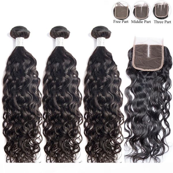 bundles with closure water wave human hair with closure maxine remy hair brazilian weave bundles 4x4 lace closure with bundles, Black 
bundles with closure water wave human hair with closure maxine remy hair brazilian weave bundles 4x4 lace closure with bundles, Black